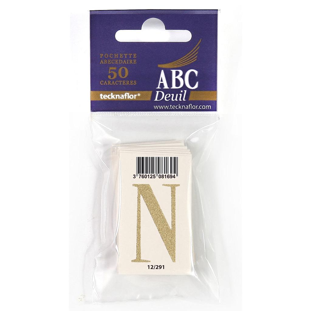 LETTRE DECALCOMANIE POUR RUBAN MORTUAIRE "N"