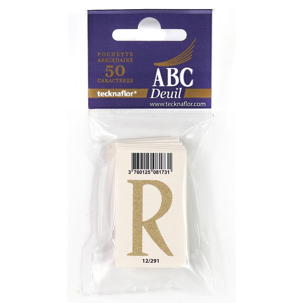 LETTRE DECALCOMANIE POUR RUBAN MORTUAIRE "R"