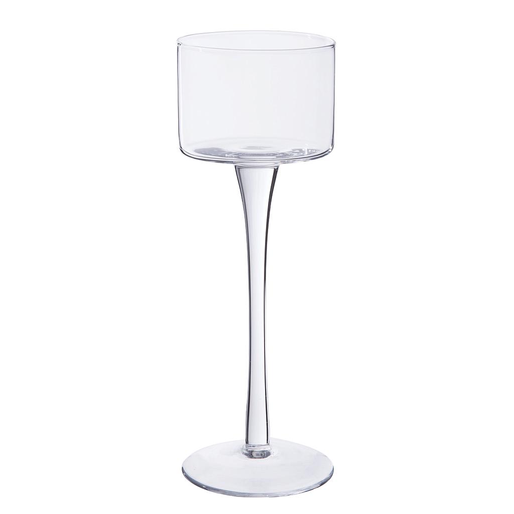 BOUGEOIR SUR PIED_ VERRE TRANSPARENT_H25cm Diam 9cm_30016 