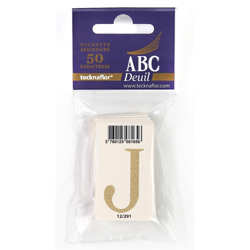 LETTRE DECALCOMANIE POUR RUBAN MORTUAIRE "J" 