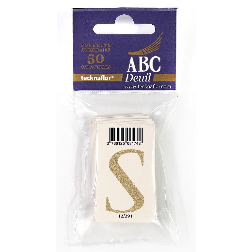 LETTRE DECALCOMANIE POUR RUBAN MORTUAIRE "S"