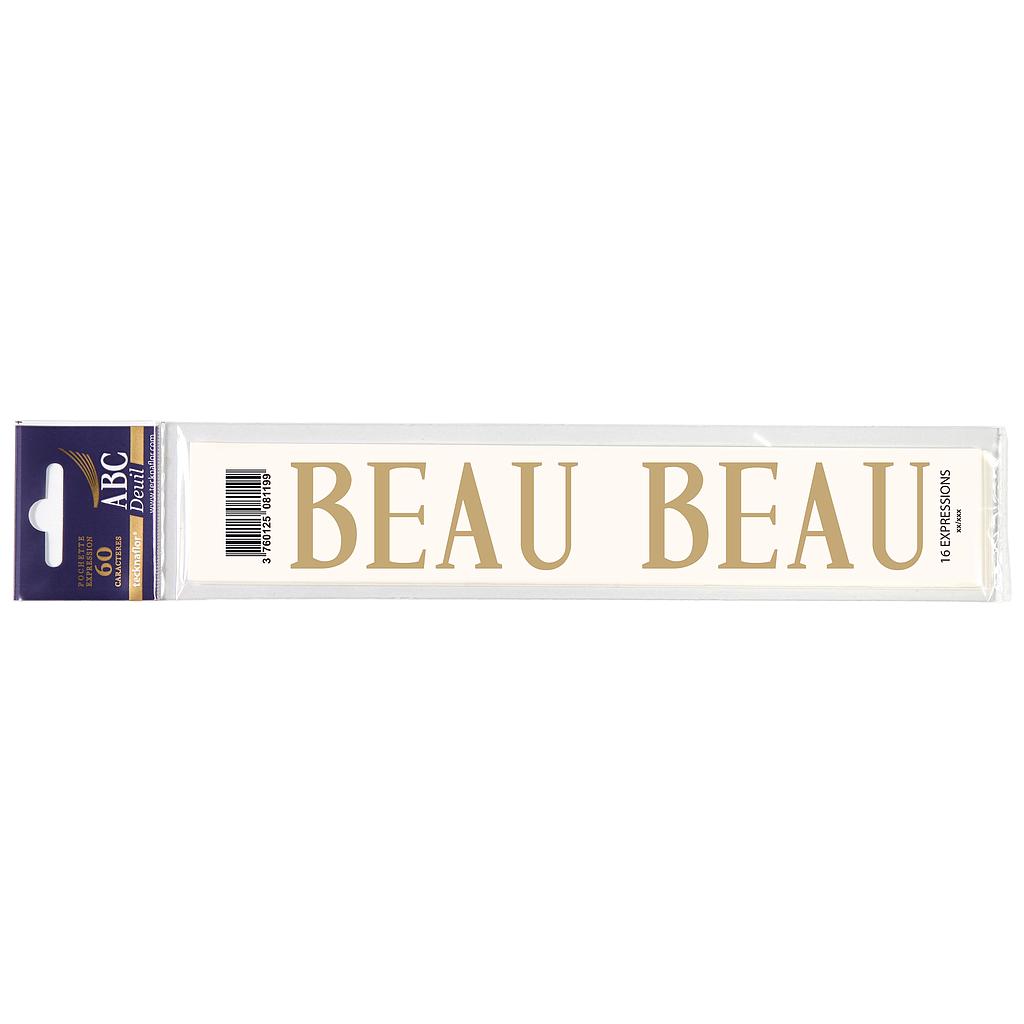 MOT DECALCOMANIE POUR RUBAN MORTUAIRE "BEAU"